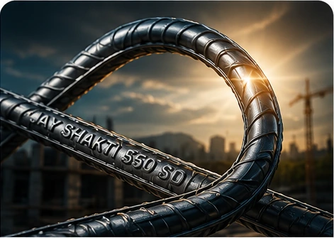 Flexible Jay Shakti 550 SD TMT bar demonstrating superior ductility