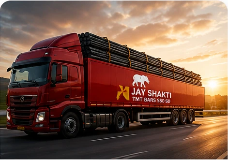 Jay Shakti TMT Bars delivery truck representing timely supply